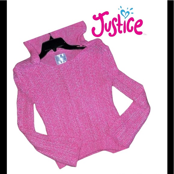 Justice pink shimmer sweater with hood size 14 - Picture 1 of 4